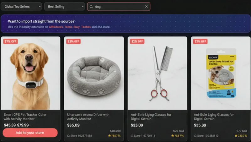 Ecrã do Product Finder do Importify para importar produtos para o Jumpseller