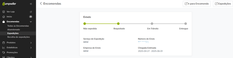 Detalhes de envio