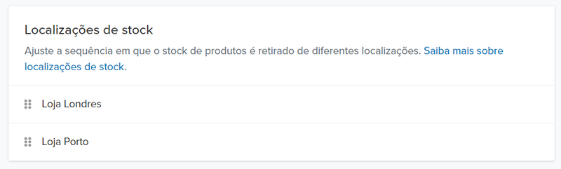 Widget de Stock de Localizações