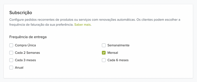 página de edição do produto