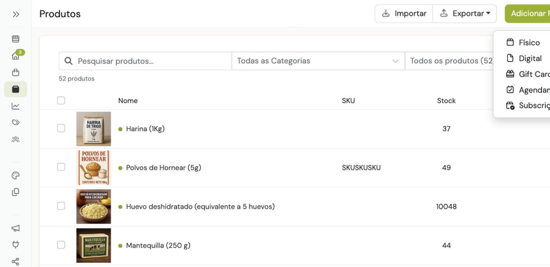 Adicionar produto manualmente