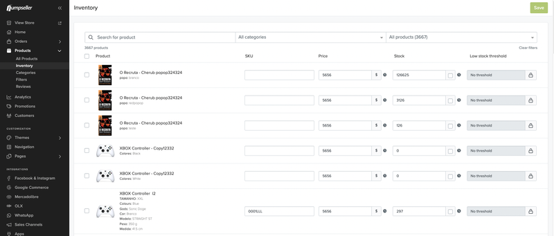 Inventário redesenhado