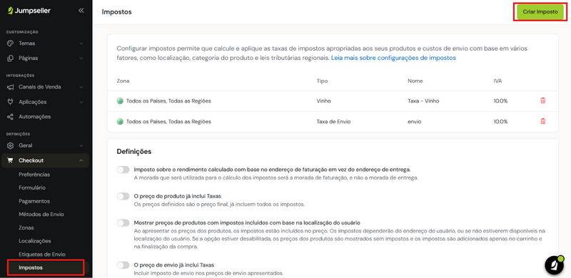 adicionar imposto