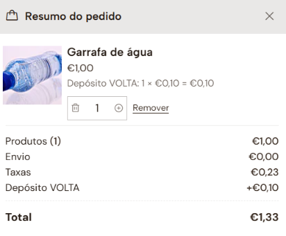 depósito Volta no carrinho lateral