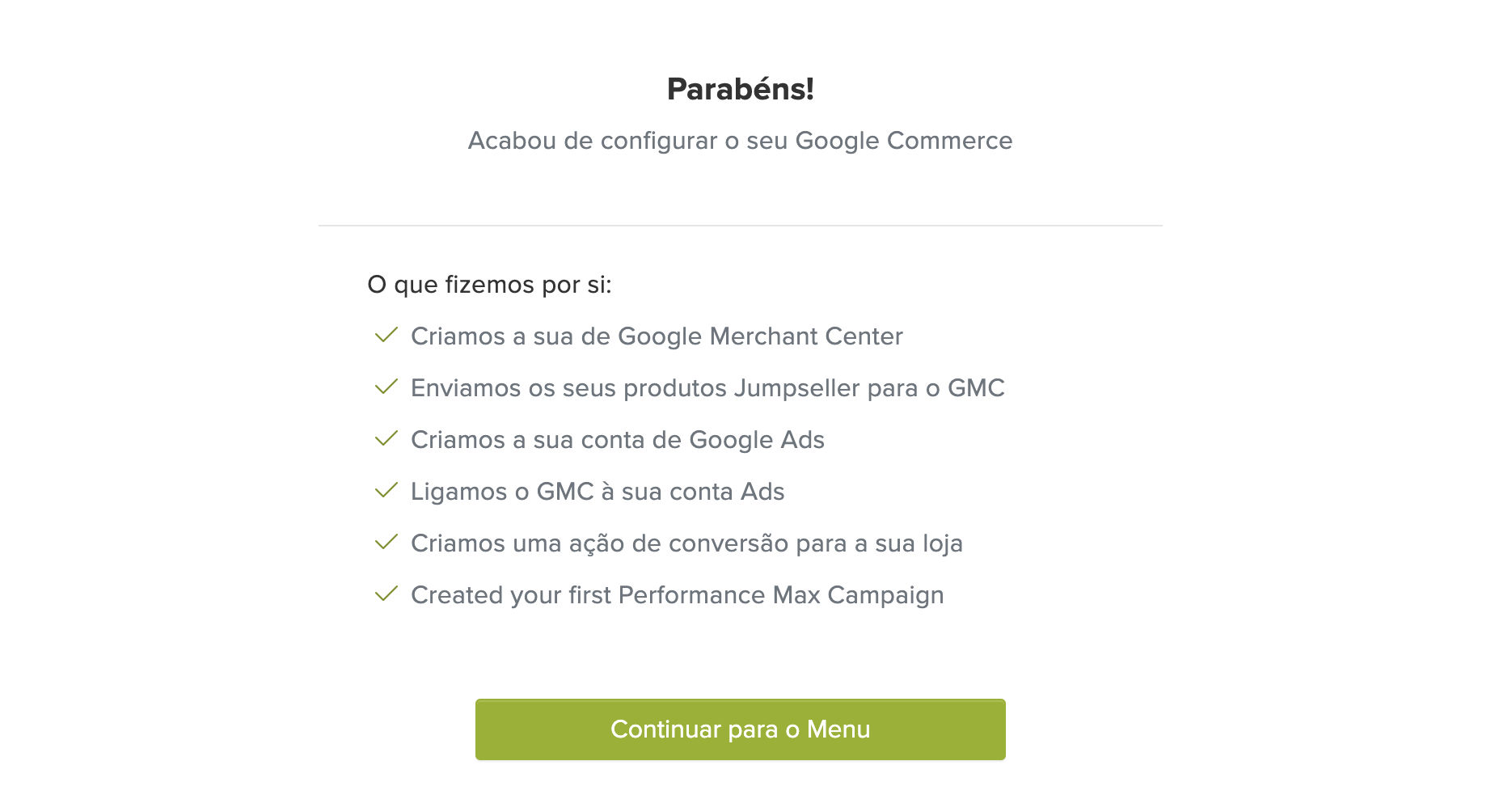 congragulations screen