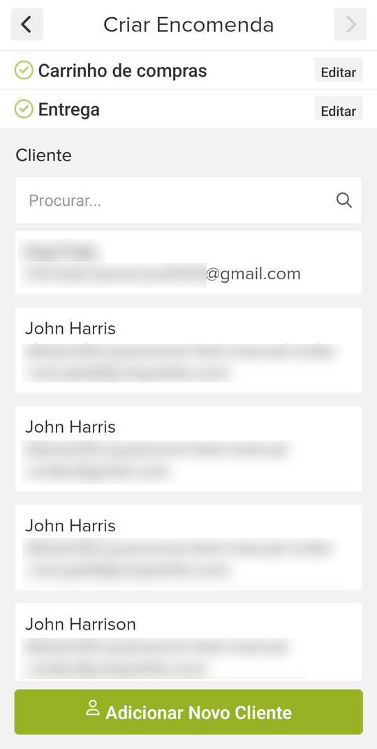 informação da encomenda