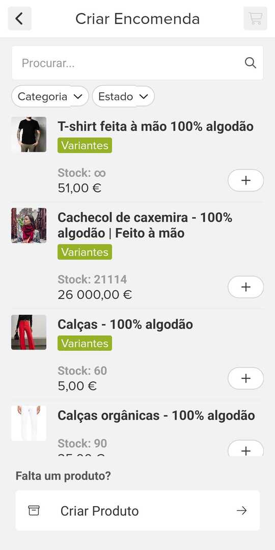 informação da encomenda