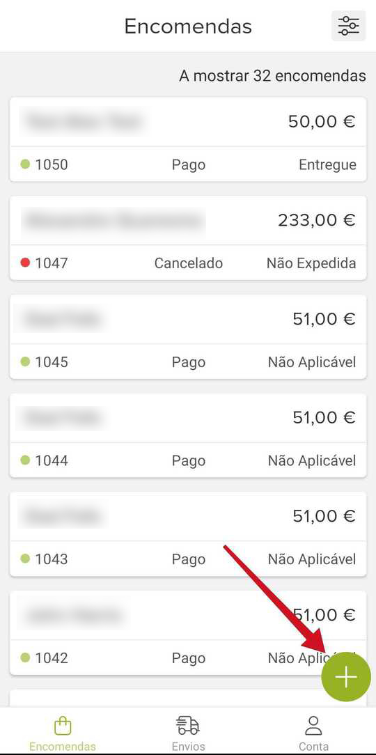 informação da encomenda