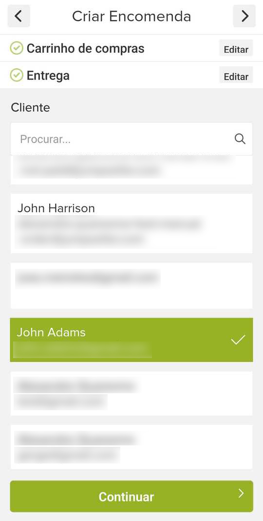 informação da encomenda