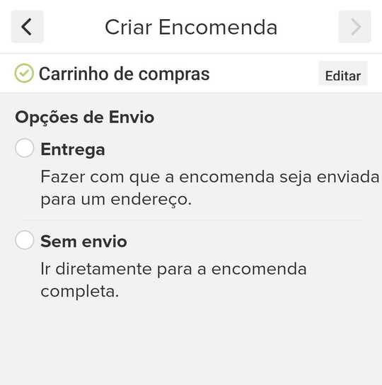 informação da encomenda