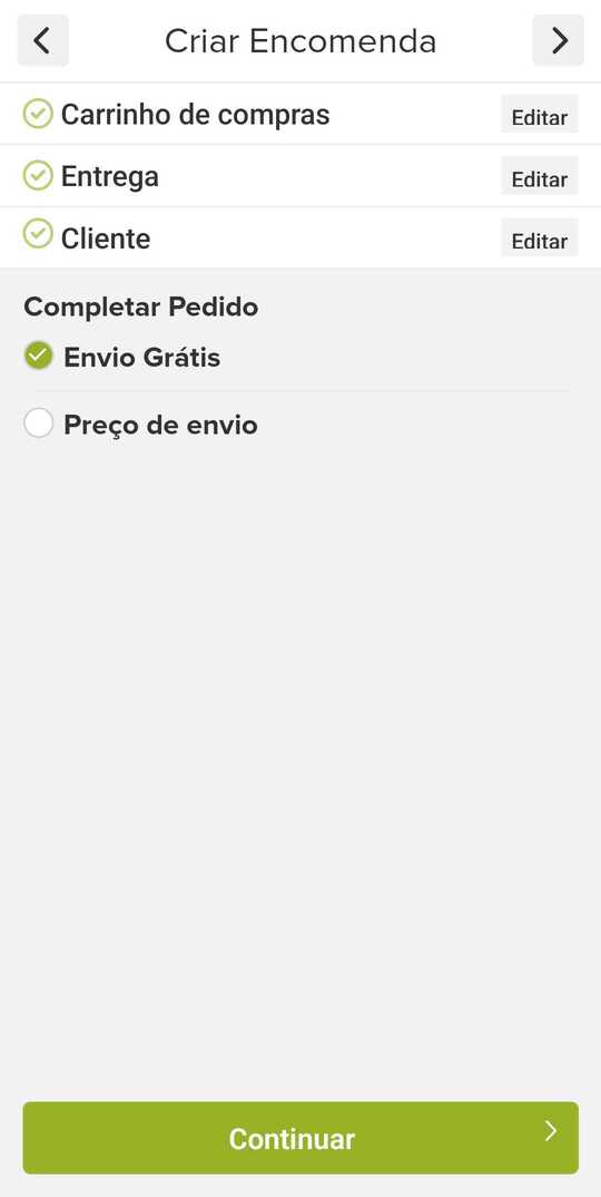 informação da encomenda