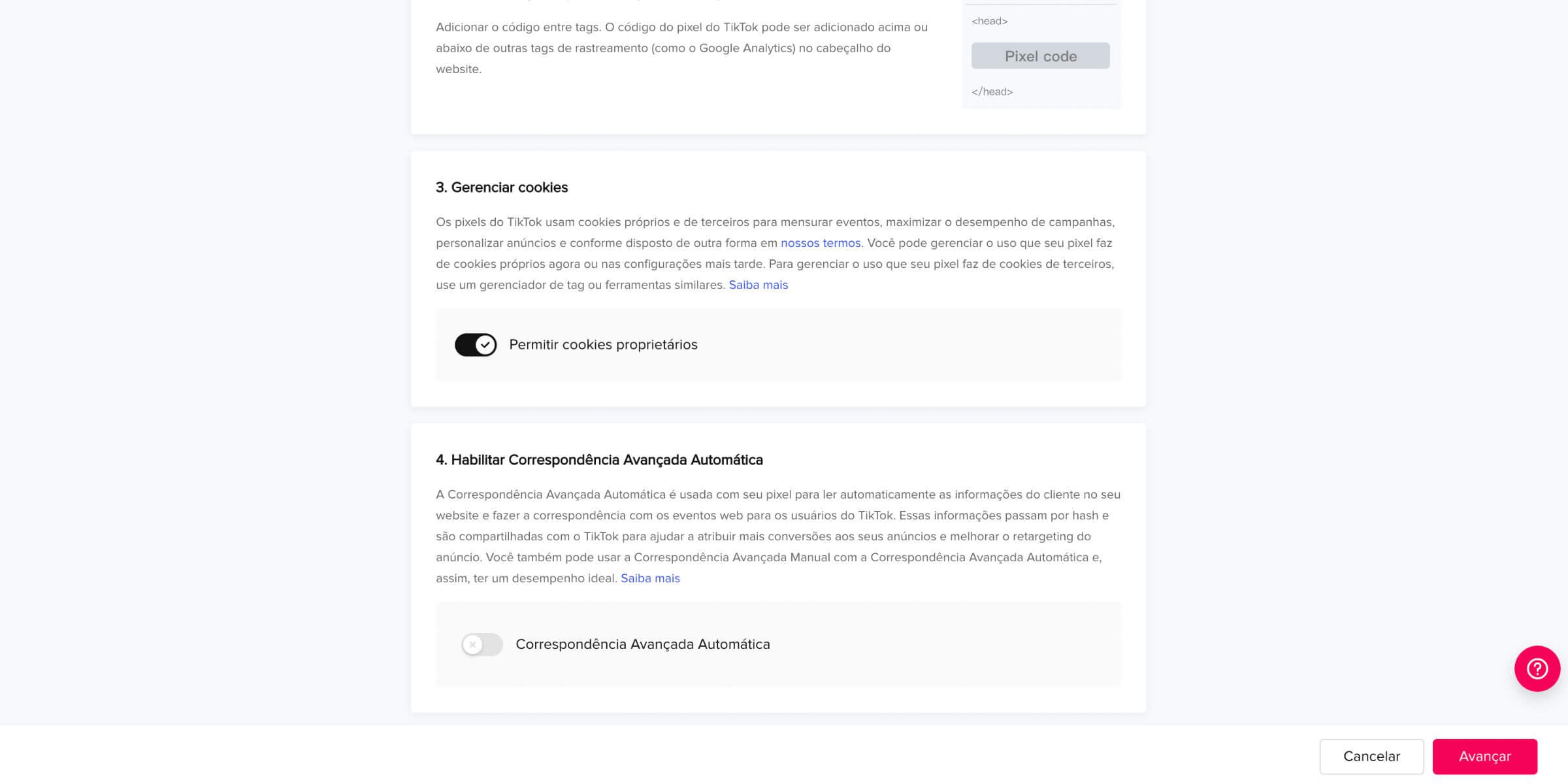 Correspondência Avançada Automática devem ser desativadas