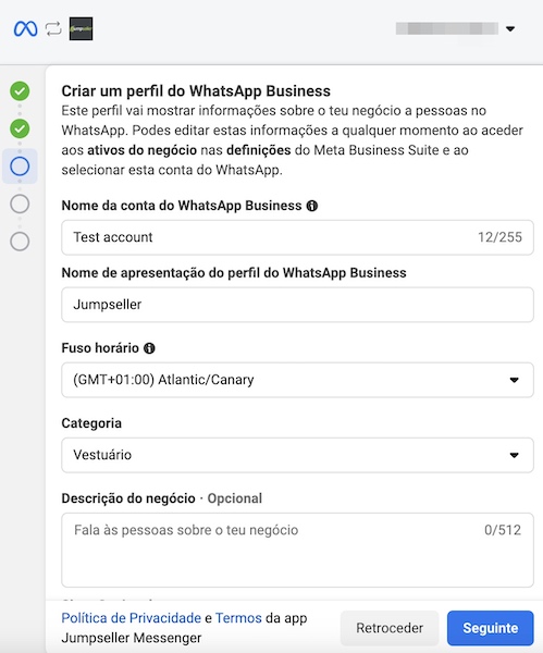 perfil WhatsApp Business